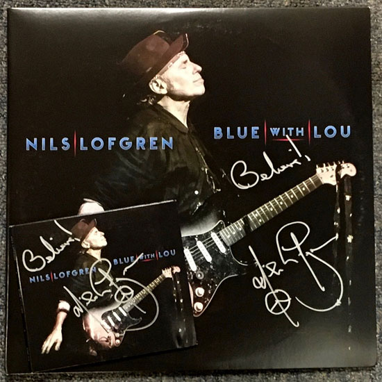 AUTOGRAPHED "BLUE WITH LOU" SIGNED CD BOOKLET & NEW SEALED CD NILS LOFGREN 