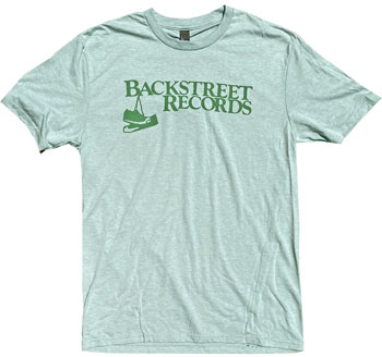 Backstreet Records T-shirt: Classic Logo (green on heathered sage)